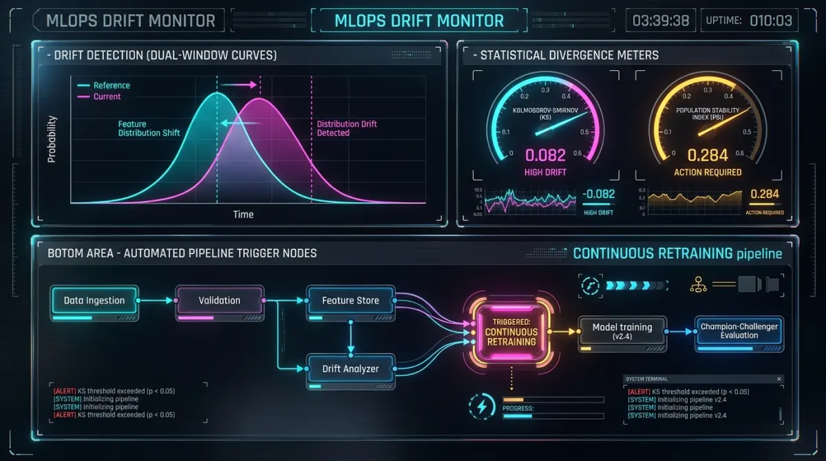 Featured visual for Continuous Retraining Pipelines: Detecting & Handling Concept Drift