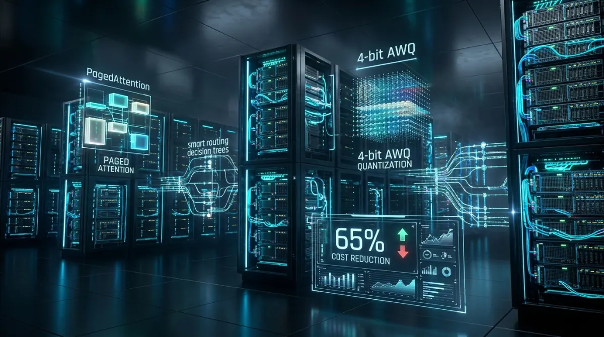 Featured visual for Cutting LLM Inference Costs by 65% with vLLM, AWQ & Smart Routing